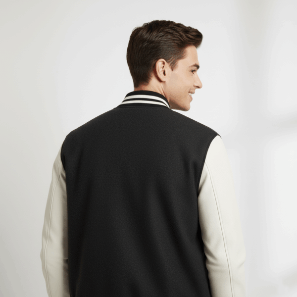 Varsity Vogue Letterman: Black Varsity Jacket with White Sleeves Varsity Vogue