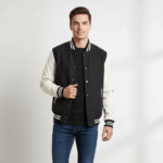 Varsity Vogue Letterman: Black Varsity Jacket with White Sleeves Varsity Vogue