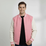 Varsity Vogue Letterman: Pink Varsity Jacket with White sleeves Varsity Vogue