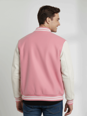 Varsity Vogue Letterman: Pink Varsity Jacket with White sleeves Varsity Vogue