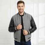 Varsity Vogue Letterman: Grey Varsity Jacket with Black sleeves Varsity Vogue
