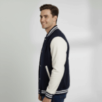 Varsity Vogue Letterman: Navy Blue Varsity Jacket with White sleeves Varsity Vogue