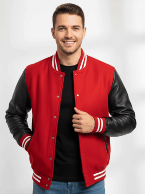 Varsity Vogue Letterman: Red Varsity Jacket with Black sleeves Varsity Vogue