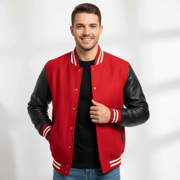 Varsity Vogue Letterman: Red Varsity Jacket with Black sleeves Varsity Vogue