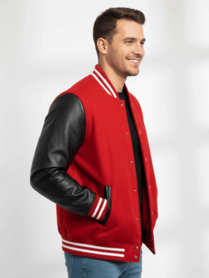 Varsity Vogue Letterman: Red Varsity Jacket with Black sleeves Varsity Vogue