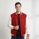 Varsity Vogue Letterman: Red Varsity Jacket with White sleeves Varsity Vogue