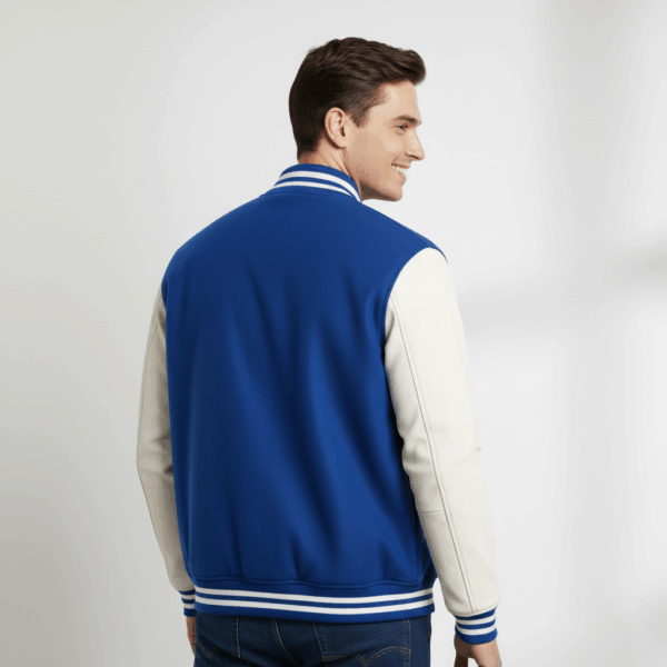 Varsity Vogue Letterman: Royal Blue Varsity Jacket with White sleeves Varsity Vogue