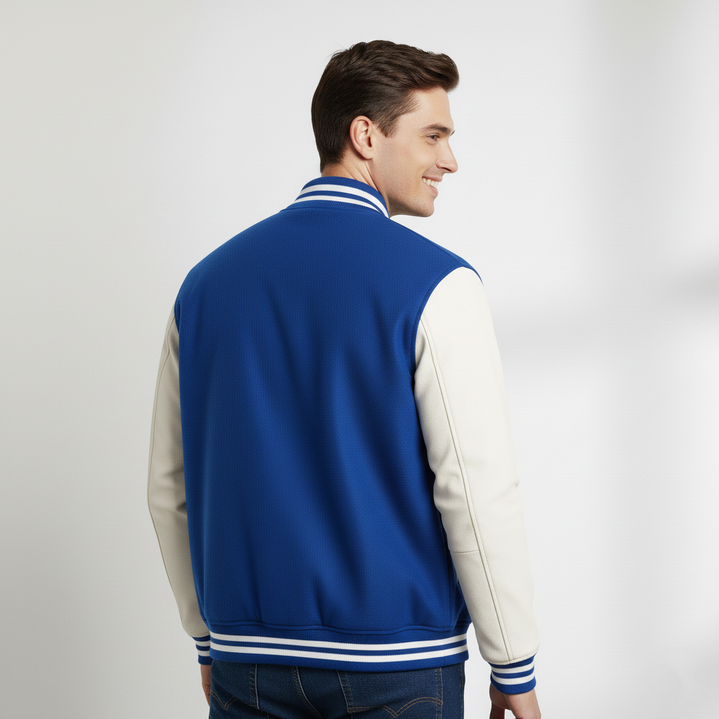 Varsity Vogue Letterman: Royal Blue Varsity Jacket with White sleeves Varsity Vogue
