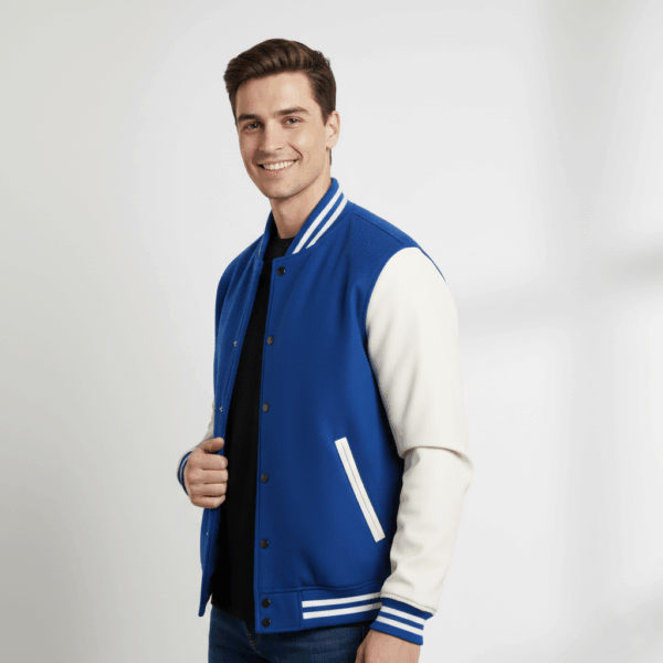 Varsity Vogue Letterman: Royal Blue Varsity Jacket with White sleeves Varsity Vogue
