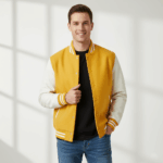 Varsity Vogue Letterman: Yellow Varsity Jacket with White sleeves Varsity Vogue